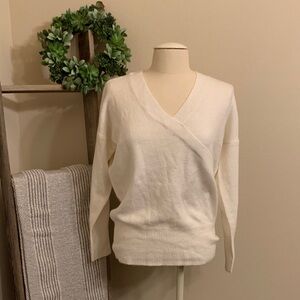 Double Zero off white faux wrap sweater